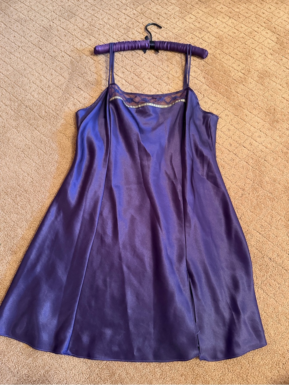 Vintage Delicates Purple Slip Dress With Matching Hanger Women’s Large